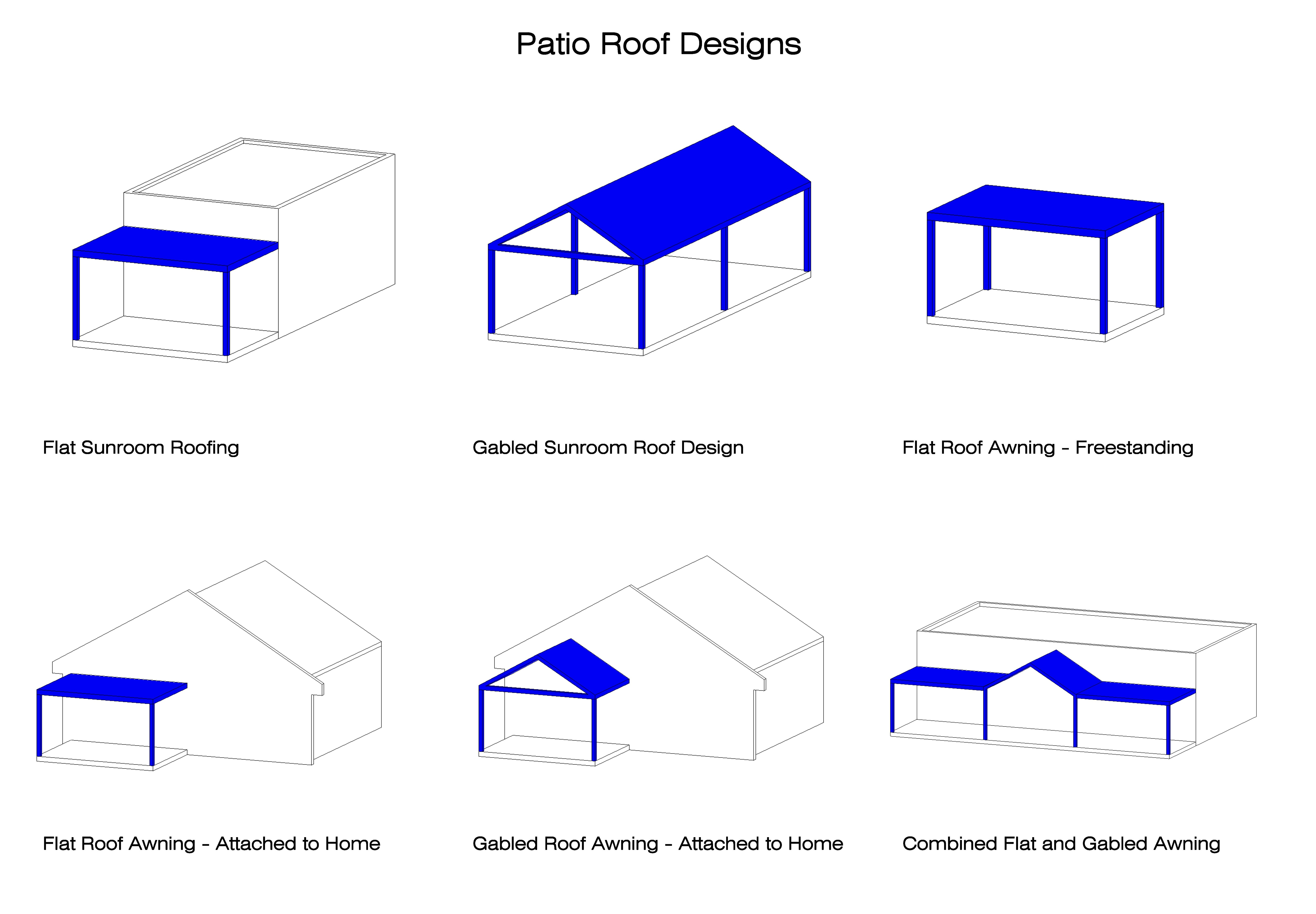 A selection of Xpatios pergola and patio roofing designs